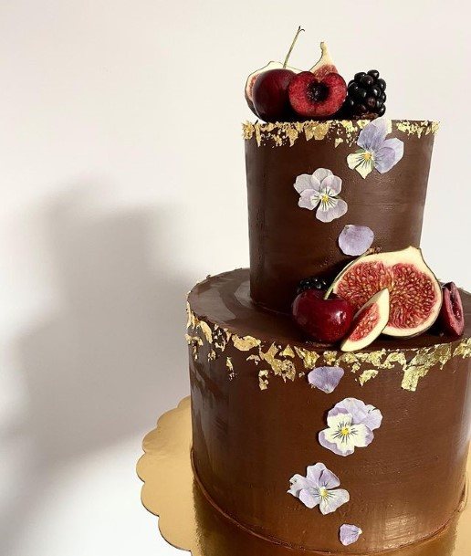 Apricots On Chocolate Wedding Cake