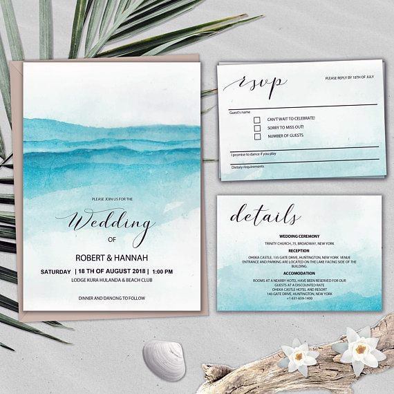Aqua Ocean Invitation Suite Beach Wedding Ideas