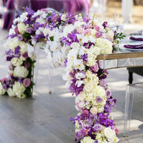 Arched Flower Table Art Purple White Wedding Flowers