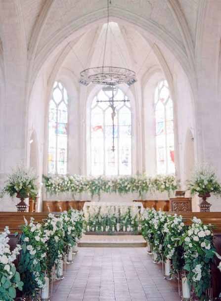 Arched Interior Church Wedding Decorations