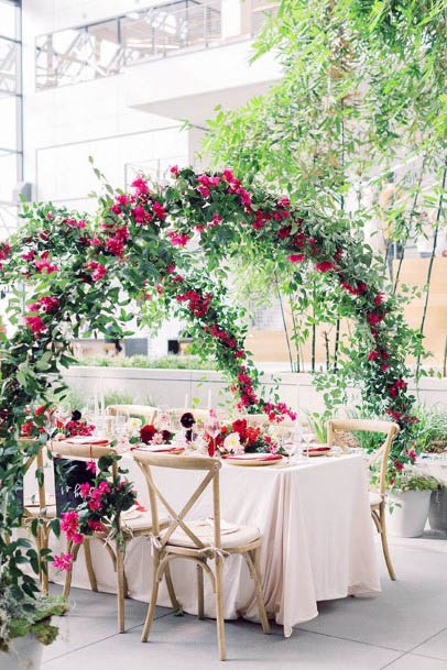 Arched Red Wedding Flowers