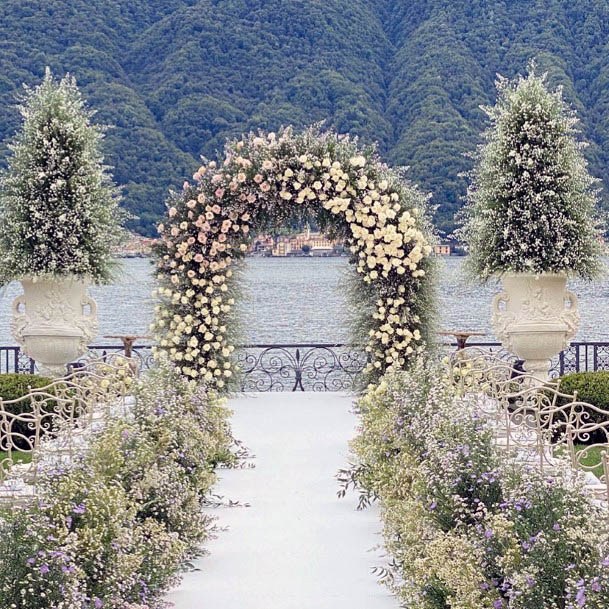 Arched White Wedding Flowers Snowy