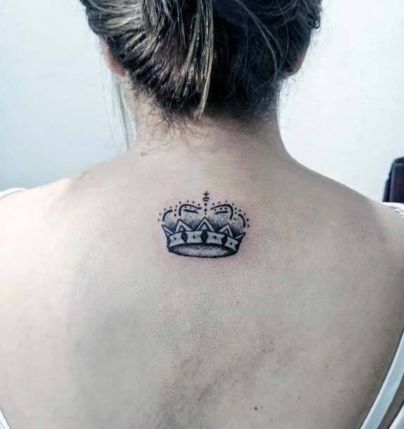 Aristicratic Crown Tattoo Womens Back