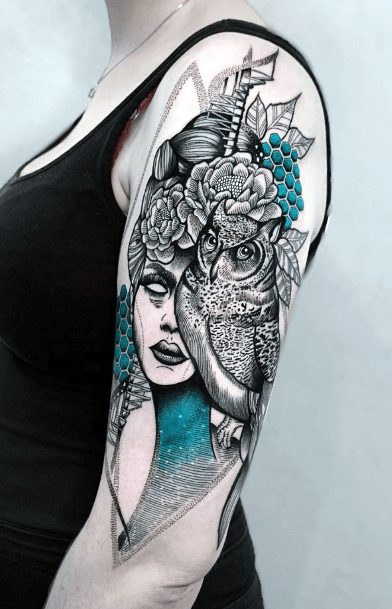 Arm Creative Athena God Tattoo For Women