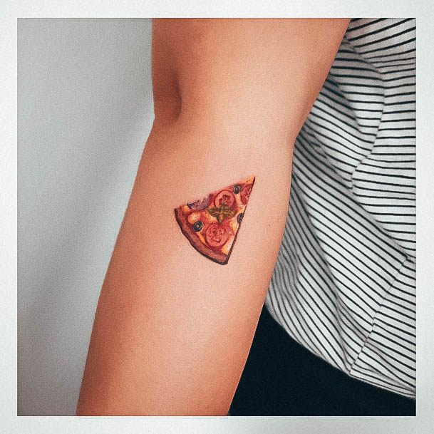 Arm Realistic Color Tomato Pizza Womens Tattoo Ideas