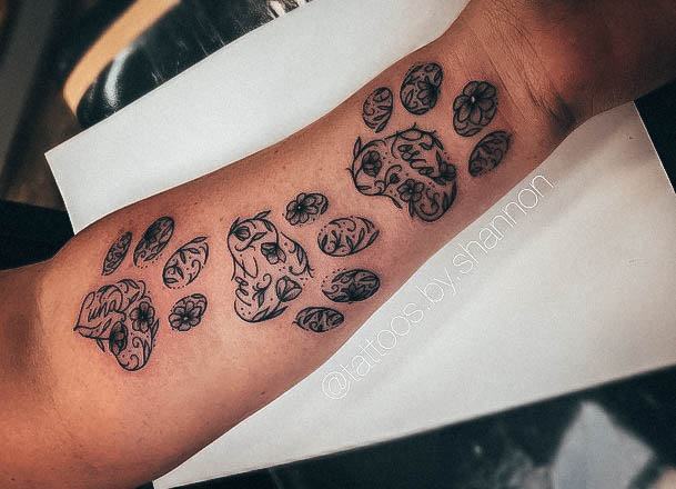 Arm Stellar Body Art Tattoo For Girls Paw Print