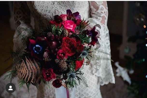 Aromatic Purple Toned Christmas Wedding Flowers