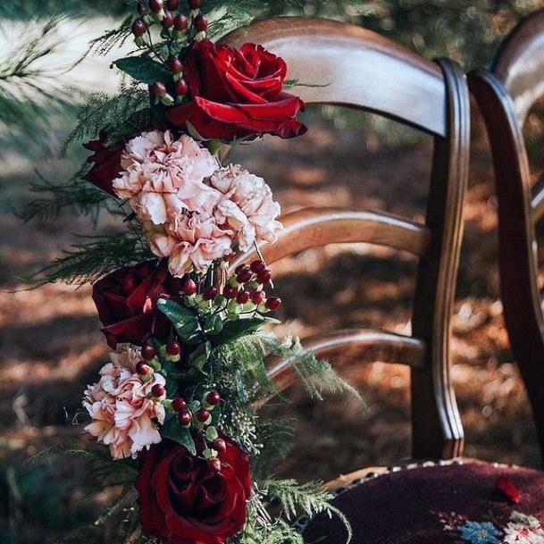 Arranged Christmas Wedding Flowers Chair