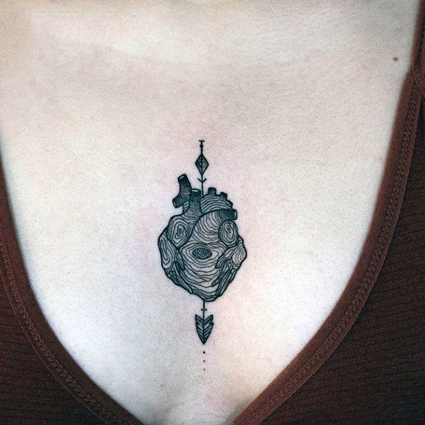 Arrow Through Heart Tattoo Womens Chest Art