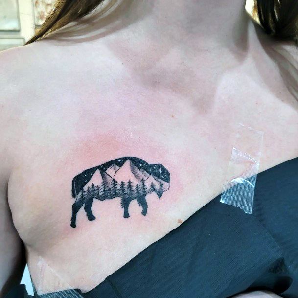 Art Buffalo Tattoo Designs For Girls