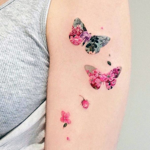 Art Butterfly Flower Tattoo Designs For Girls