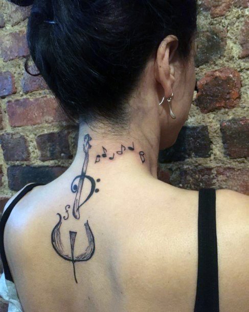 Art Cello Tattoo Designs For Girls