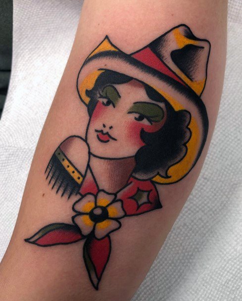 Art Cowgirl Tattoo Designs For Girls