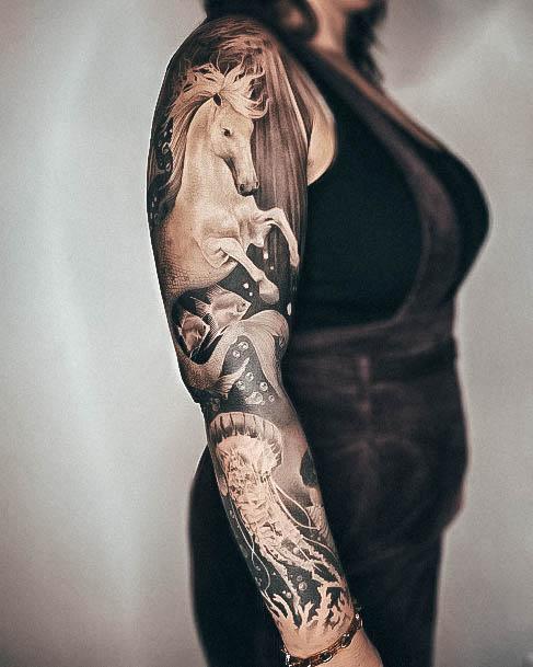 Art Full Sleeve Tattoo Designs For Girls