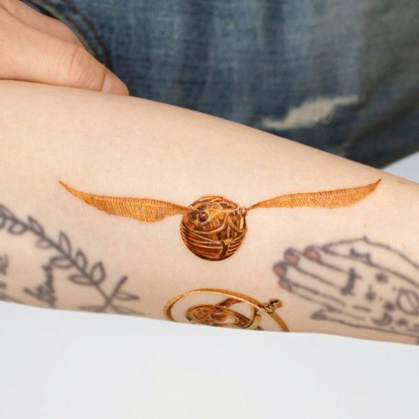 Art Golden Snitch Tattoo Designs For Girls