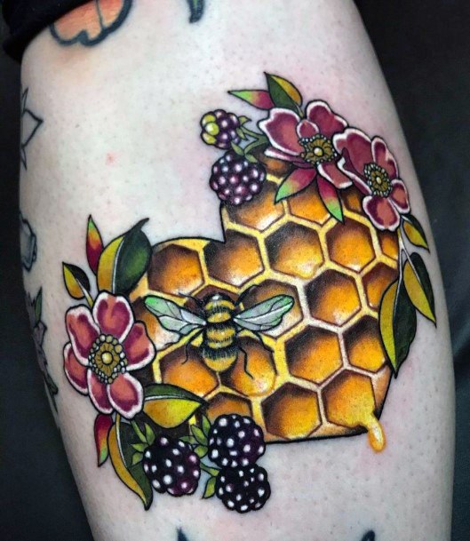 Art Honeycomb Tattoo Designs For Girls