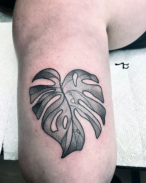 Art Monstera Tattoo Designs For Girls