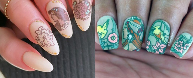 Top 50 Best Art Nouveau Nails For Women – Ornamental Fingernail Ideas