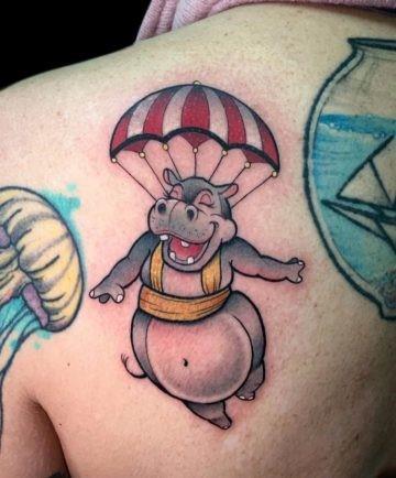 Art Parachute Skydiving Tattoo Designs For Girls