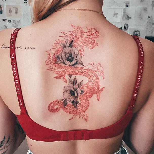 Art Red Dragon Tattoo Designs For Girls