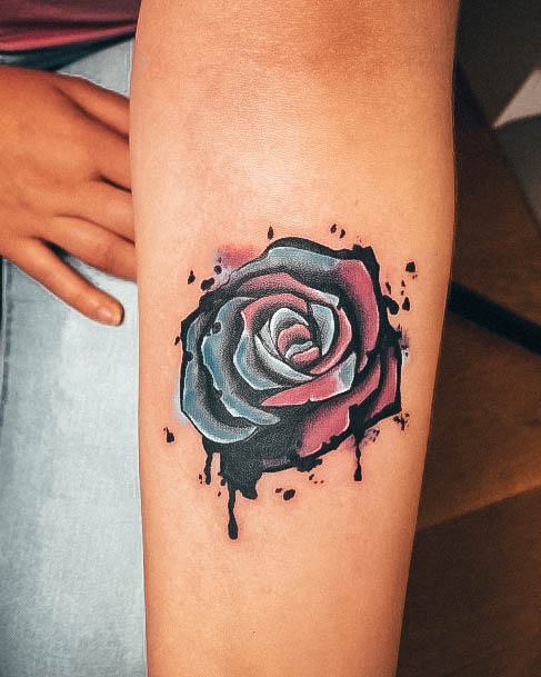 Art Rose Forearm Tattoo Designs For Girls