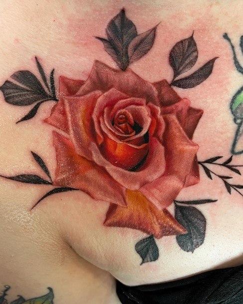 Art Rose Shoulder Tattoo Designs For Girls