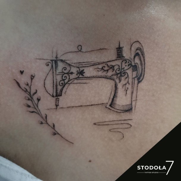 Art Sewing Machine Tattoo Designs For Girls