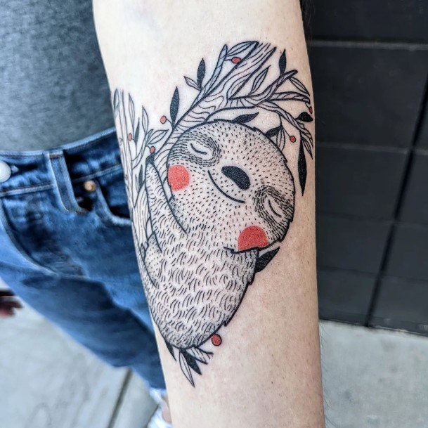 Art Sloth Tattoo Designs For Girls