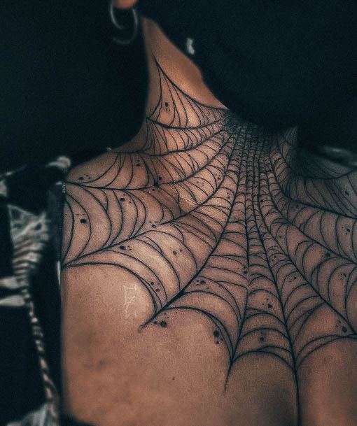 Art Small Spider Web Tattoo Designs For Girls