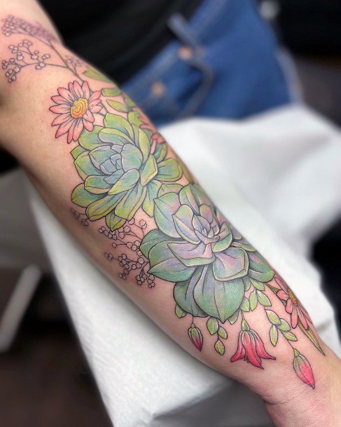 Art Succulent Tattoo Designs For Girls