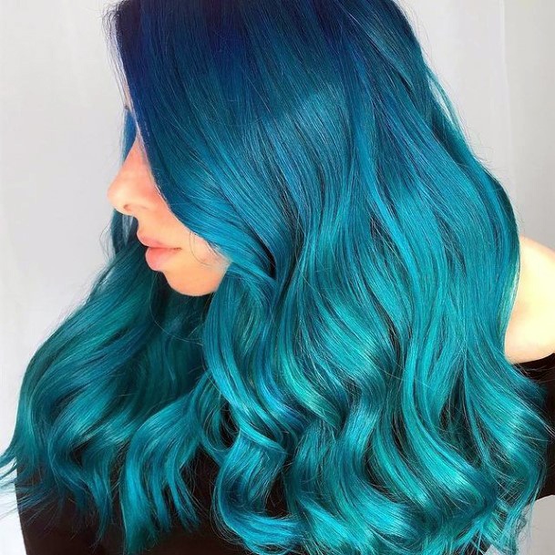 Art Turquoise Ombre Hairstyles Ideas For Girls