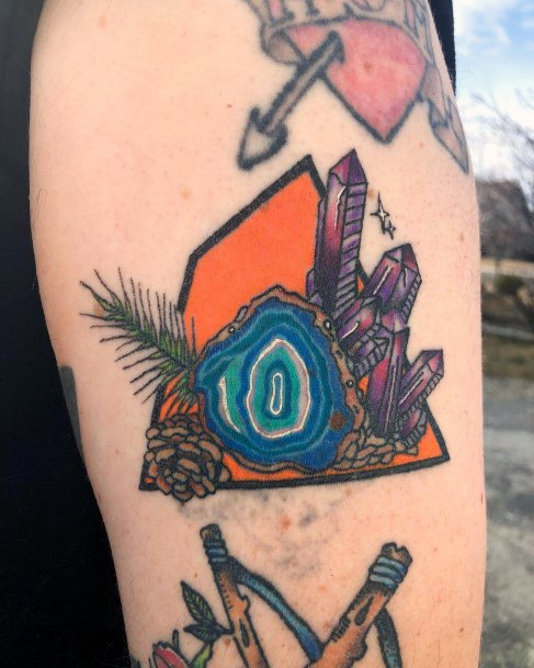 Artistic Agate Tattoo On Woman