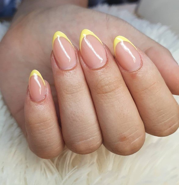 Artistic Almond French Nail On Woman