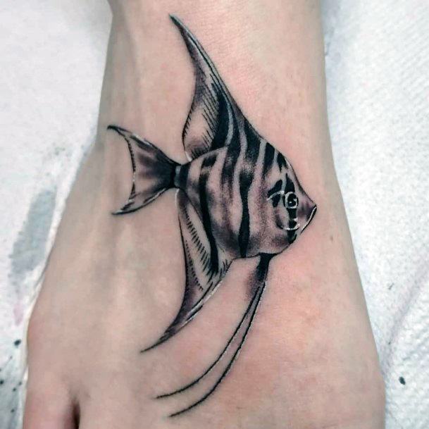 Artistic Angelfish Tattoo On Woman