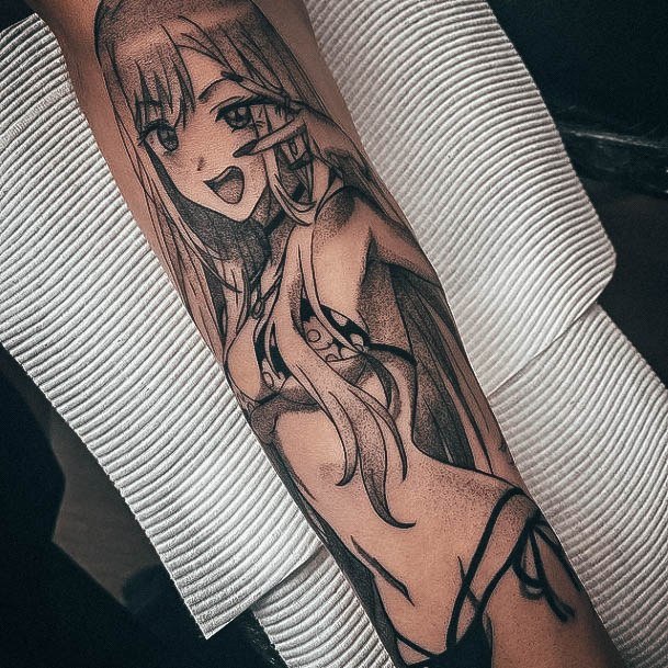 Artistic Anime Tattoo On Woman