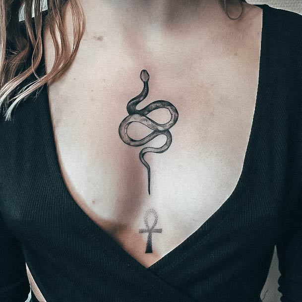 Artistic Ankh Tattoo On Woman