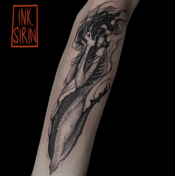Artistic Anxiety Tattoo On Woman
