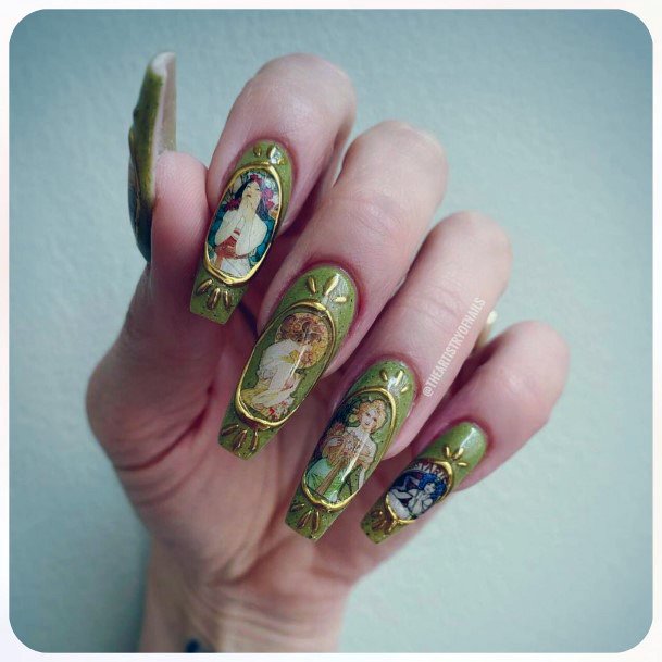 Artistic Art Nouveau Nail On Woman