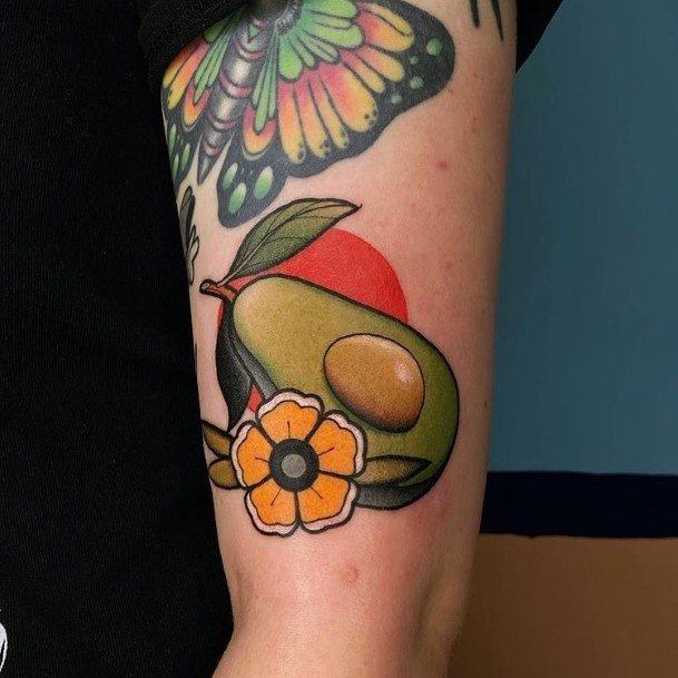 Artistic Avocado Tattoo On Woman