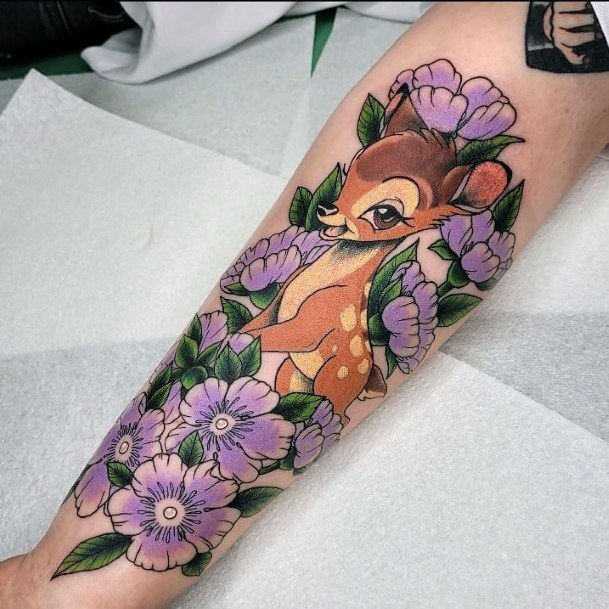 Artistic Bambi Tattoo On Woman