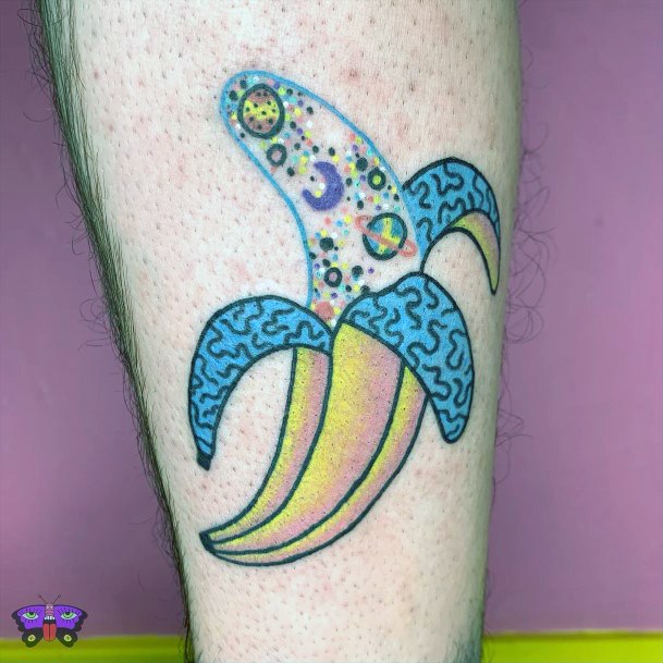 Artistic Banana Tattoo On Woman