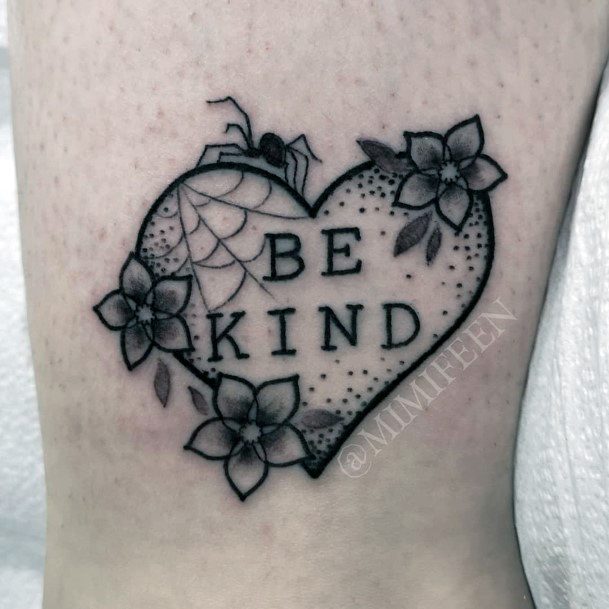 Artistic Be Kind Tattoo On Woman