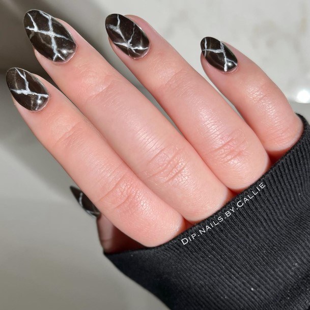 Artistic Black And White Marble Nail On Woman