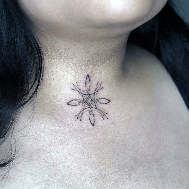 Artistic Black Ink Tattoo On Woman