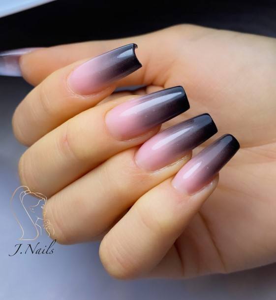 Artistic Black Ombre Nail On Woman