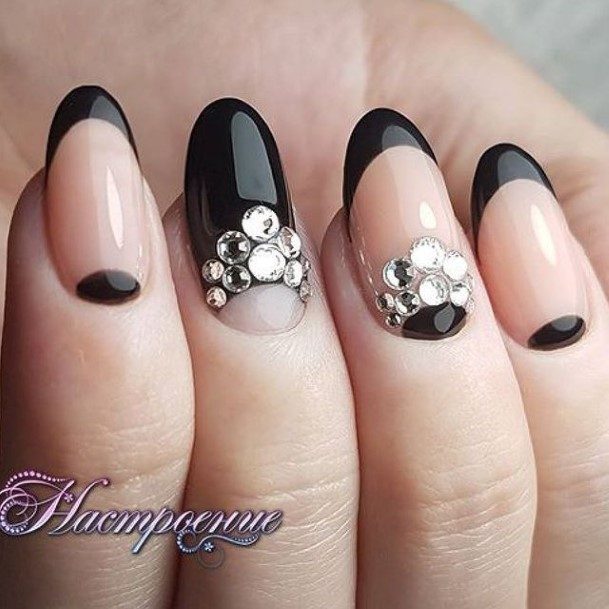 Artistic Black Oval Nail On Woman