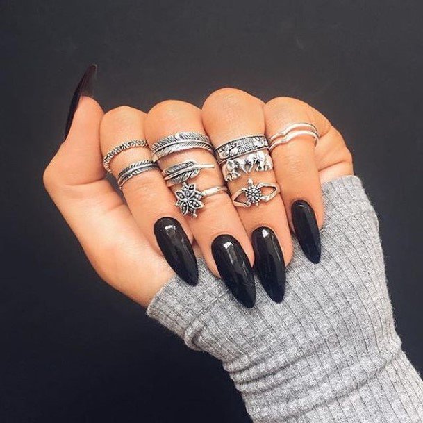 Artistic Black Prom Nail On Woman