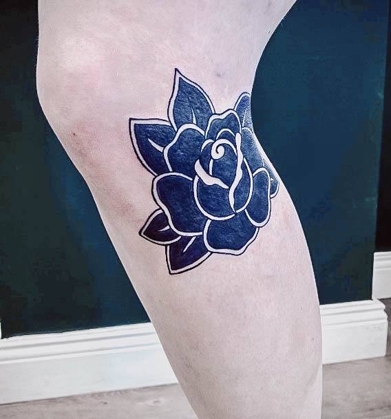 Artistic Black Rose Tattoo On Woman