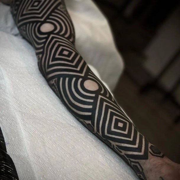 Artistic Blackout Tattoo On Woman