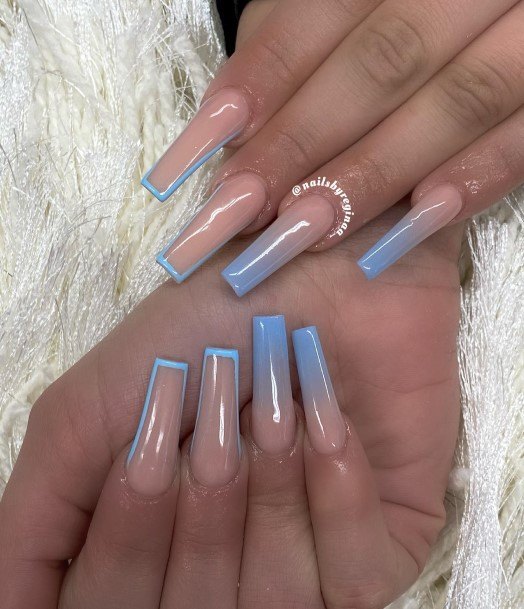 Artistic Blue Ombre Nail On Woman